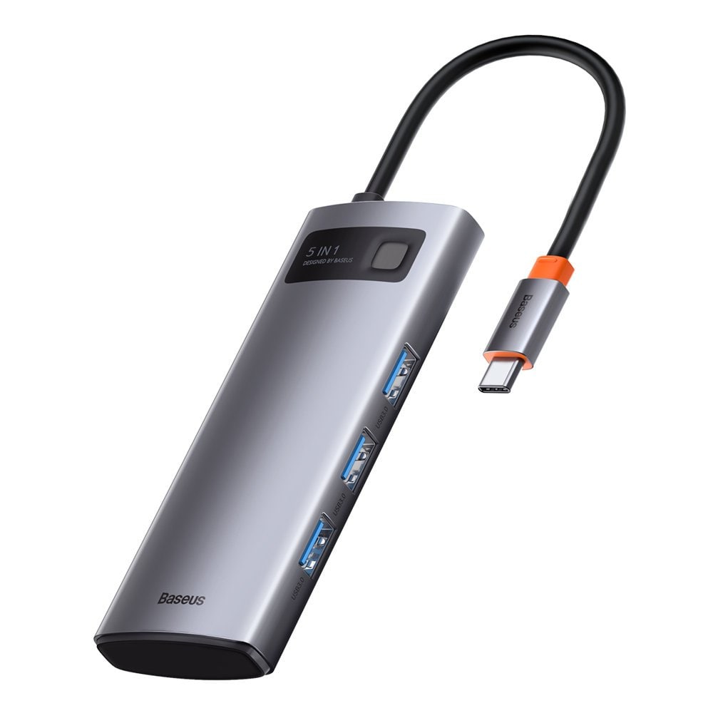 Baseus Metal Gleam 5-in-1 USB Type C Hub - 100W Power Delivery / 4K HDMI / 3x USB 3.2 (CAHUB-CX0G)