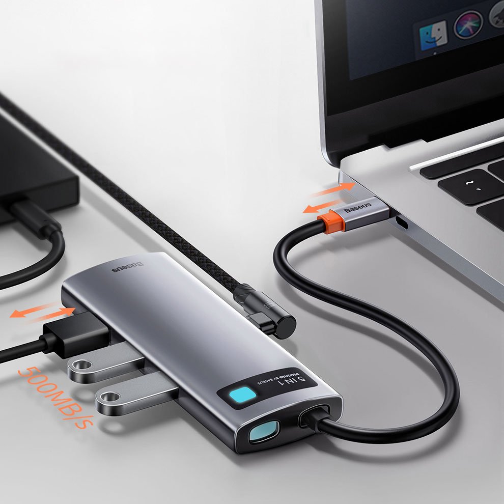 Baseus Metal Gleam 5-in-1 USB Type C Hub - 100W Power Delivery / 4K HDMI / 3x USB 3.2 (CAHUB-CX0G)