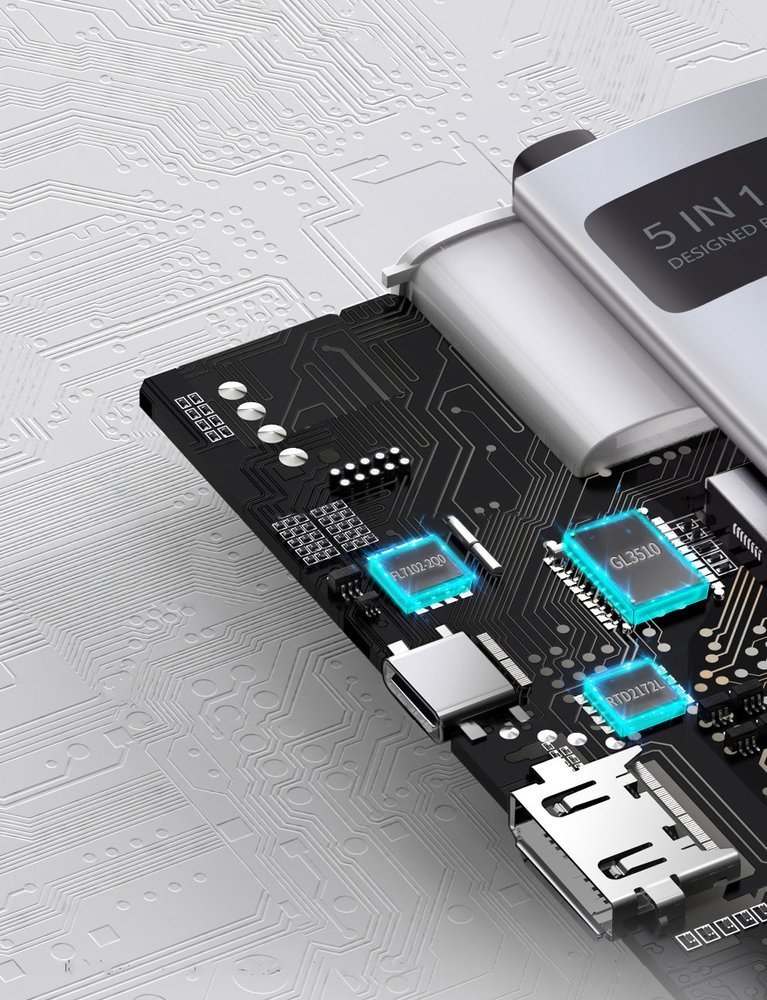 Baseus Metal Gleam 5-in-1 USB Type C Hub - 100W Power Delivery / 4K HDMI / 3x USB 3.2 (CAHUB-CX0G)