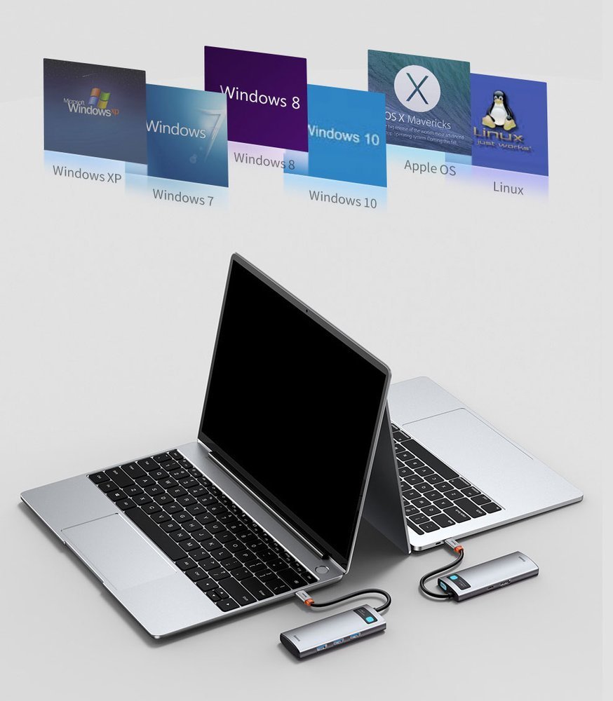 Baseus Metal Gleam 5-in-1 USB Type C Hub - 100W Power Delivery / 4K HDMI / 3x USB 3.2 (CAHUB-CX0G)