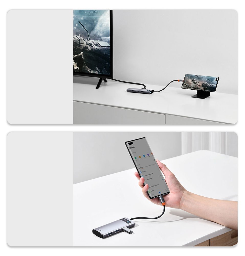 Baseus Metal Gleam 5-in-1 USB Type C Hub - 100W Power Delivery / 4K HDMI / 3x USB 3.2 (CAHUB-CX0G)