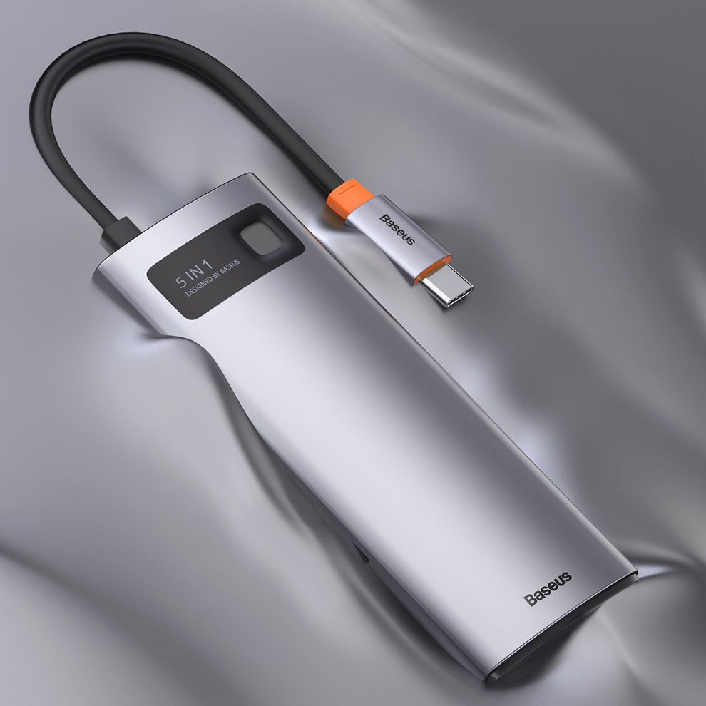 Baseus Metal Gleam 5-in-1 USB Type C Hub - 100W Power Delivery / 4K HDMI / 3x USB 3.2 (CAHUB-CX0G)