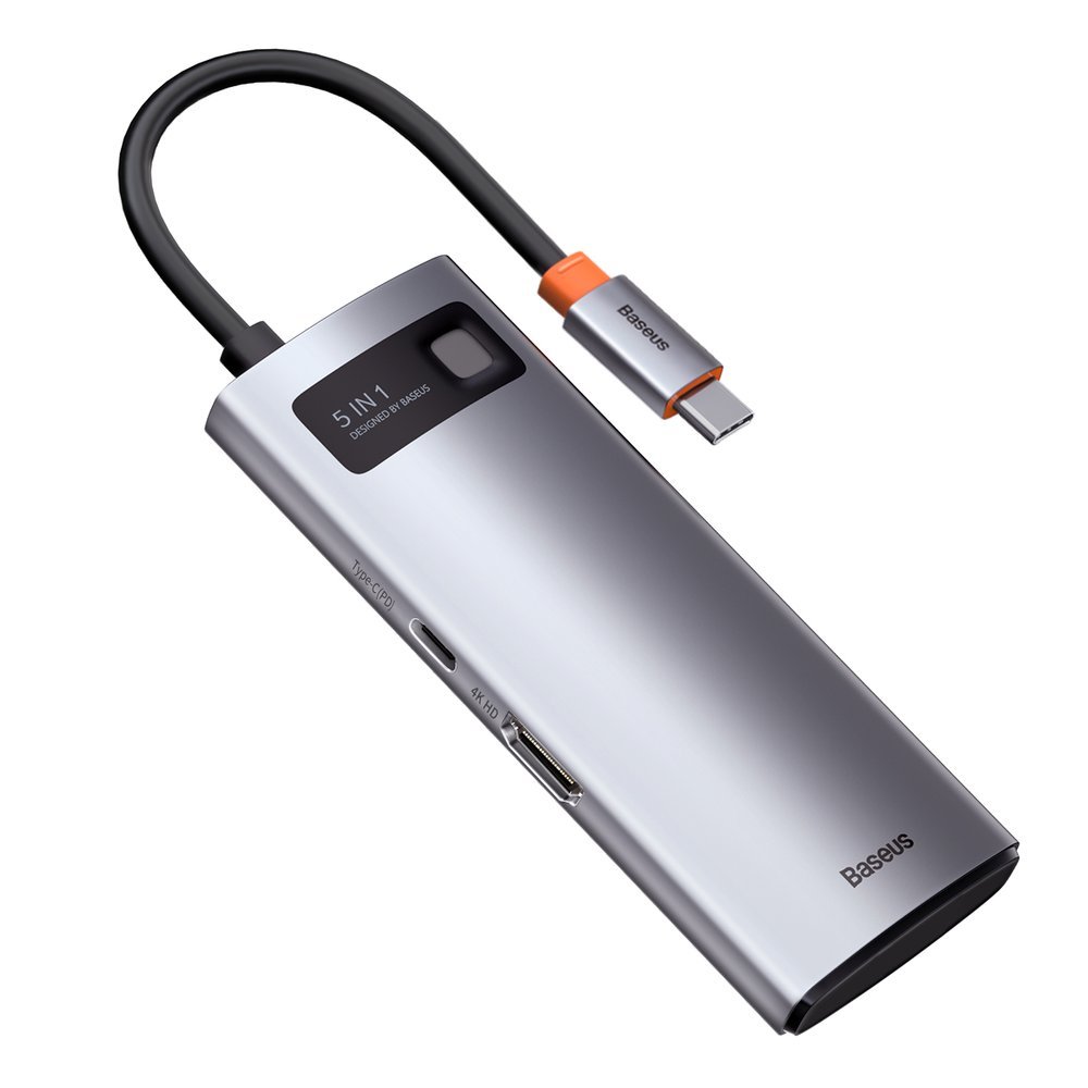 Baseus Metal Gleam 5-in-1 USB Type C Hub - 100W Power Delivery / 4K HDMI / 3x USB 3.2 (CAHUB-CX0G)