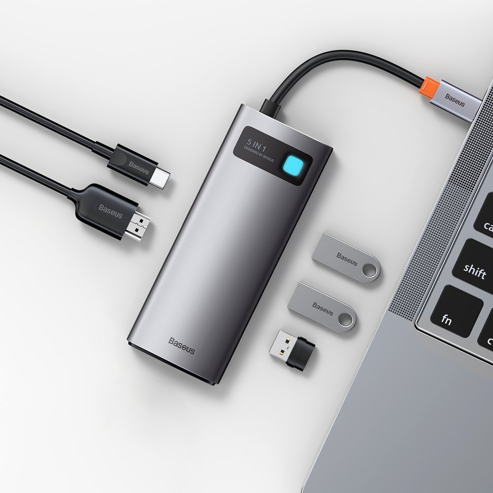 Baseus Metal Gleam 5-in-1 USB Type C Hub - 100W Power Delivery / 4K HDMI / 3x USB 3.2 (CAHUB-CX0G)