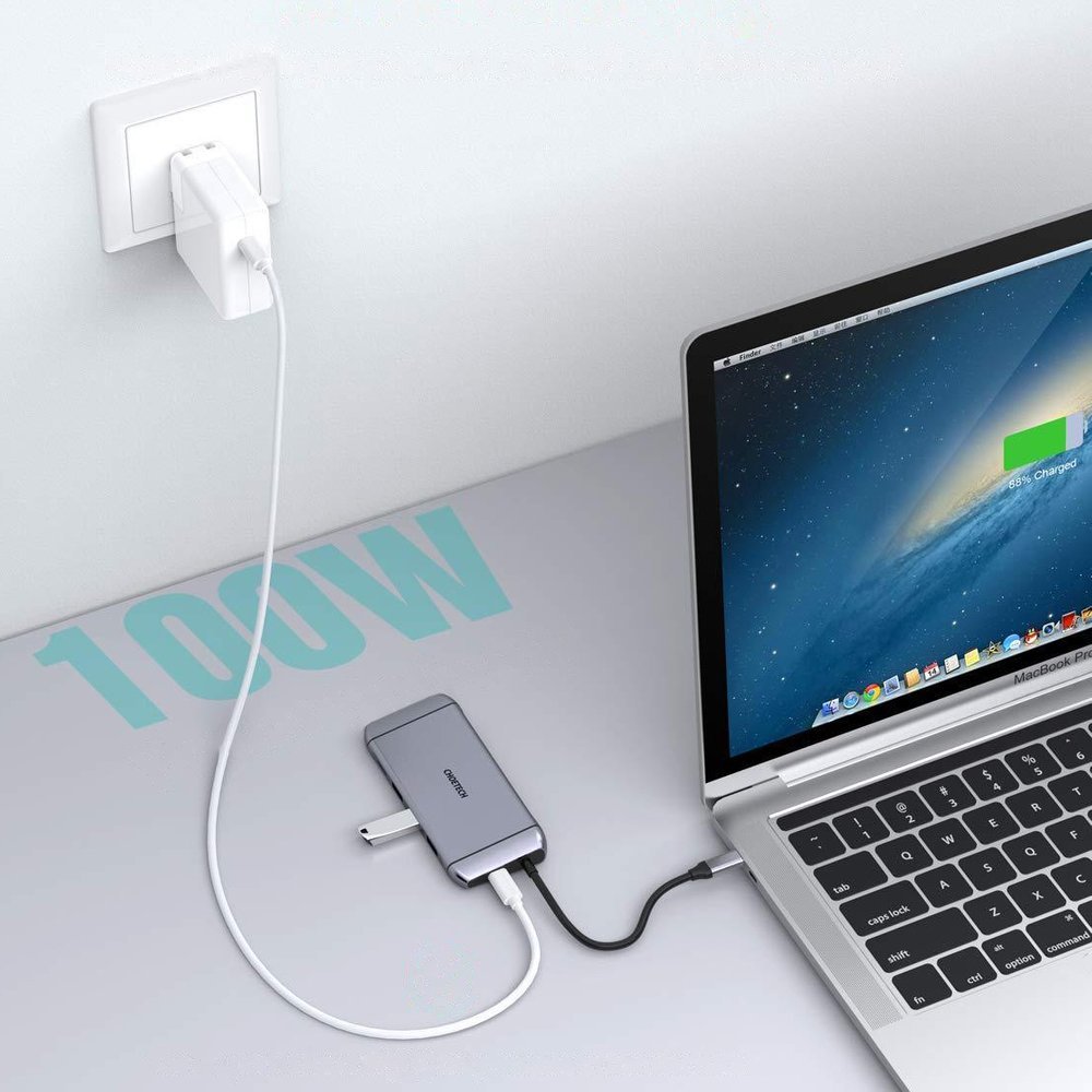 Choetech 9-in-1 USB Type C Hub - 3x USB 3.2, SD/TF card reader, HDMI 4K, VGA FHD, RJ45, grey
