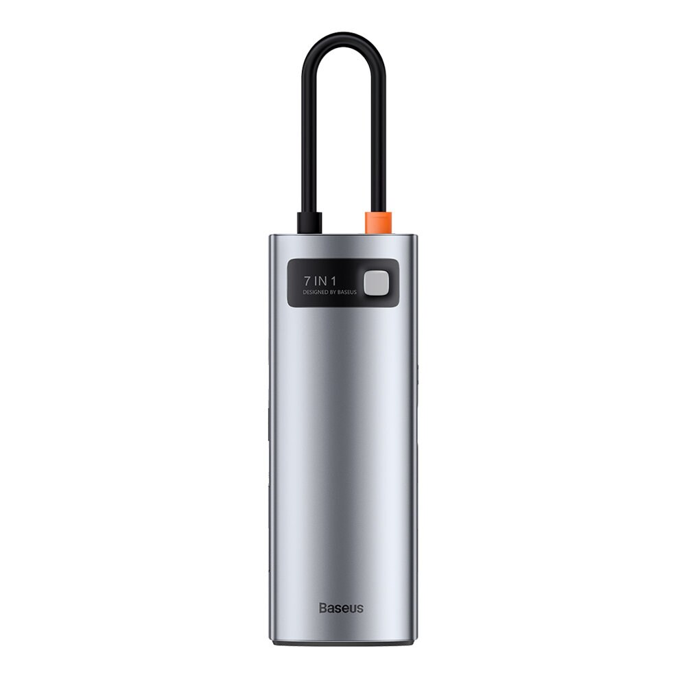 Baseus Metal Gleam 7-in-1 USB HUB Type C HDMI TF PD Card Reader - Gray (WKWG020113)