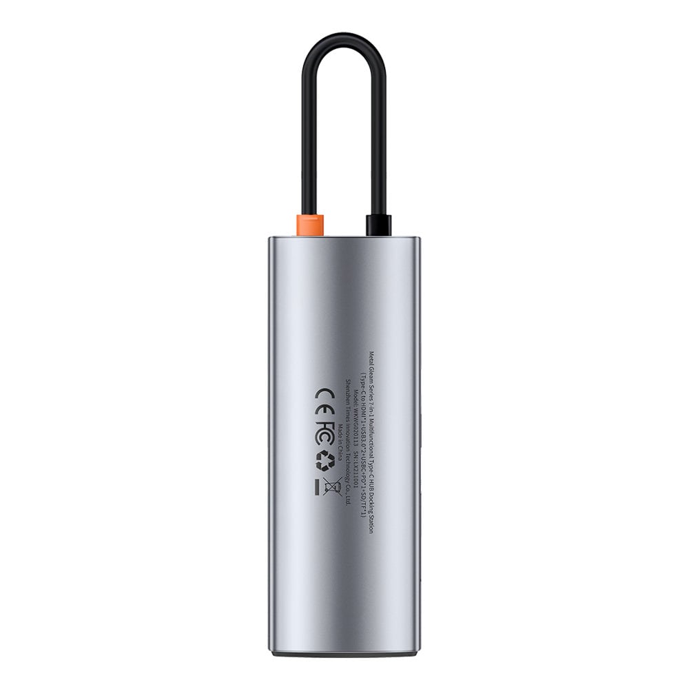 Baseus Metal Gleam 7-in-1 USB HUB Type C HDMI TF PD Card Reader - Gray (WKWG020113)