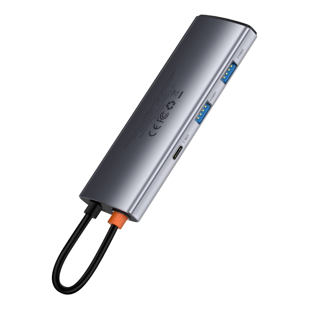 Baseus Metal Gleam 7-in-1 USB HUB Type C HDMI TF PD Card Reader - Gray (WKWG020113)