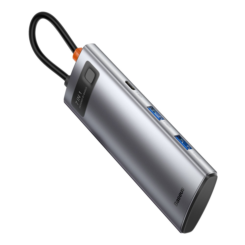 Baseus Metal Gleam 7-in-1 USB HUB Type C HDMI TF PD Card Reader - Gray (WKWG020113)