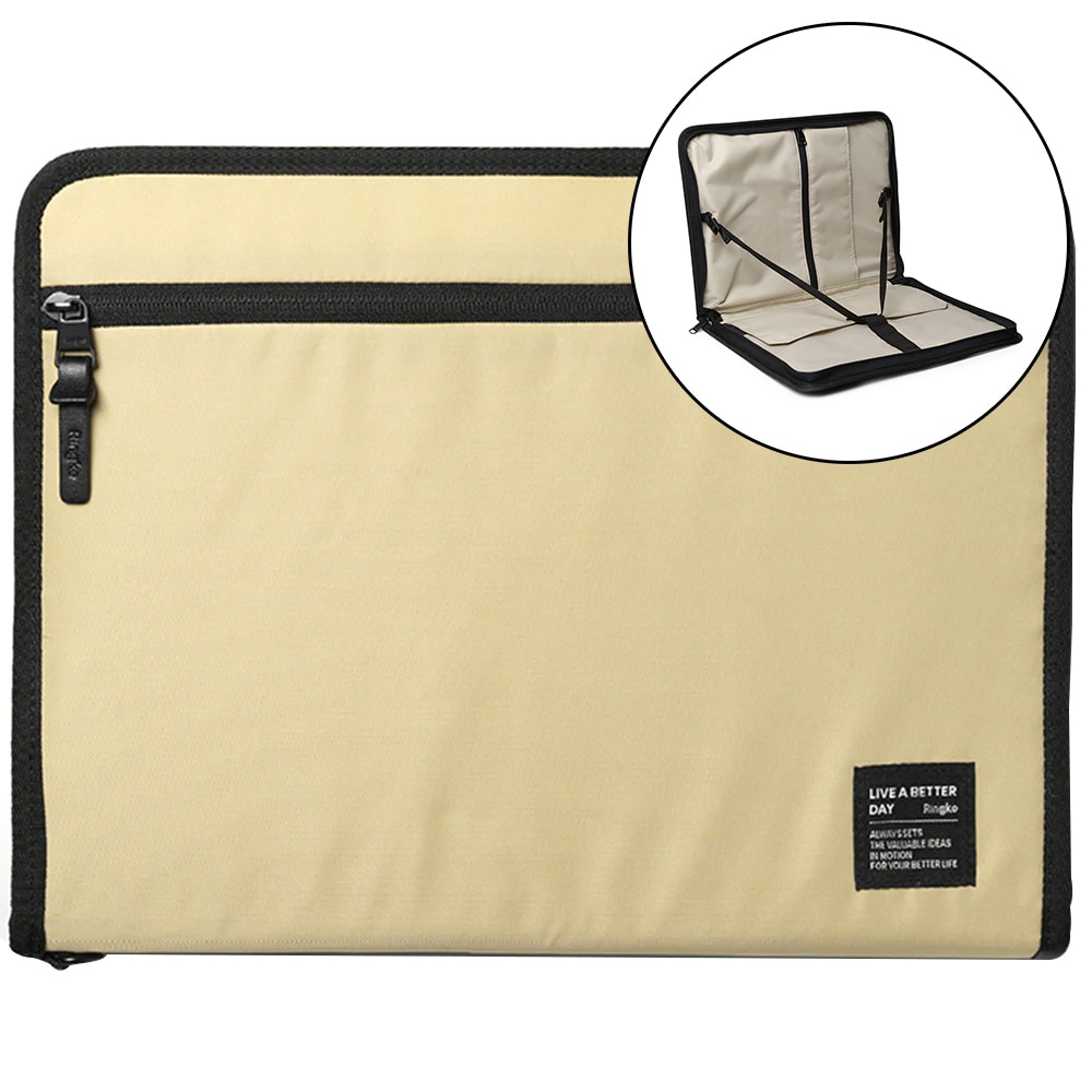 Ringke Smart Zip Pouch kannettavalle tietokoneelle jopa 13" jalustalla - beige