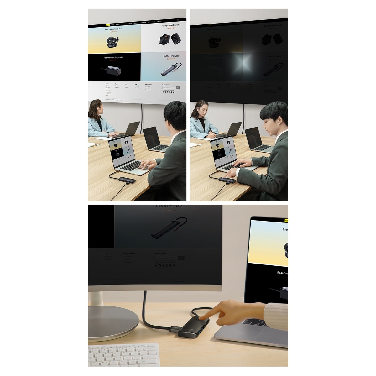 Baseus Lite Multifunktiokeskus USB Type C HUB - 2 x USB 3.0 / USB C / HDMI / SD/TF OTG musta