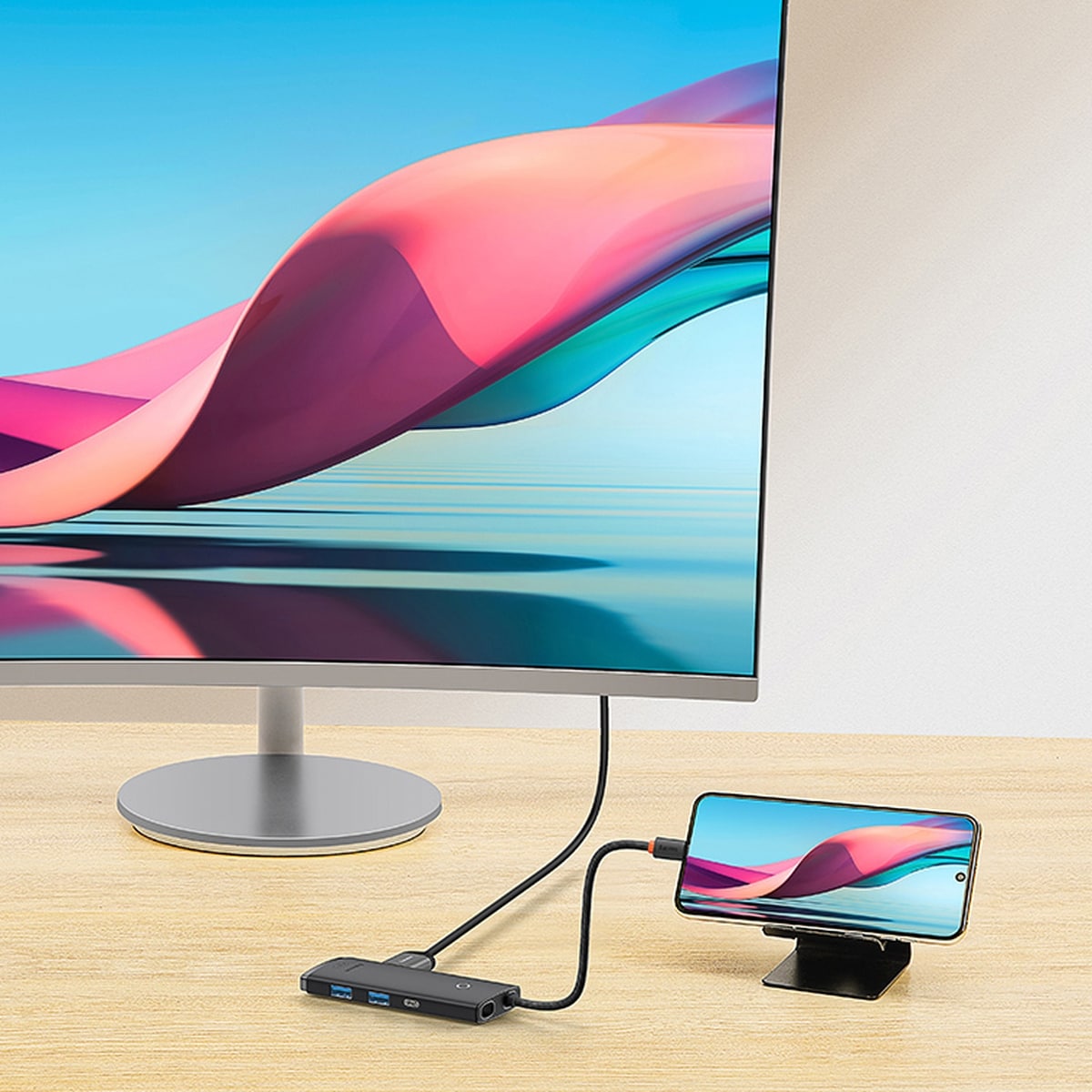 Baseus Lite Multifunktiokeskus USB Type C HUB - 2 x USB 3.0 / USB C / HDMI / SD/TF OTG musta