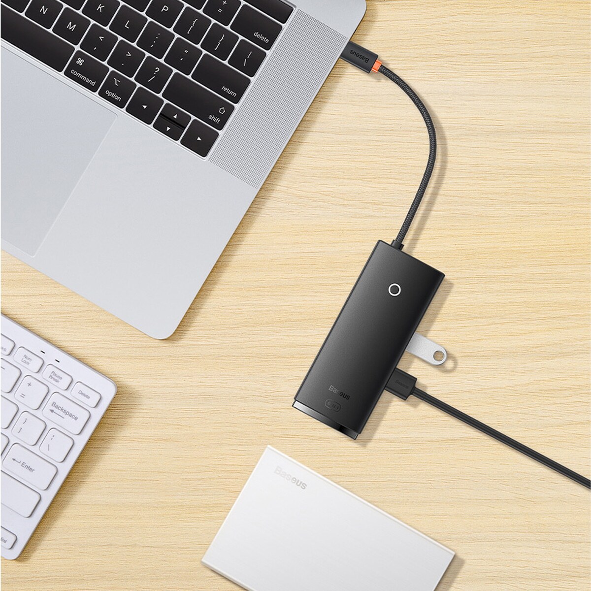 Baseus Lite USB C HUB - 2 x USB 3.0 / USB C PD / HDMI 1.4 / SD / TF, musta (WKQX050101)