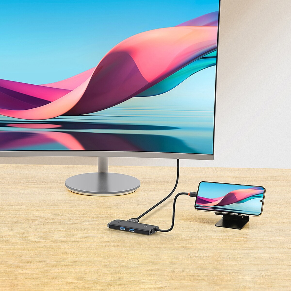 Baseus Lite USB C HUB - 2 x USB 3.0 / USB C PD / HDMI 1.4 / SD / TF, musta (WKQX050101)