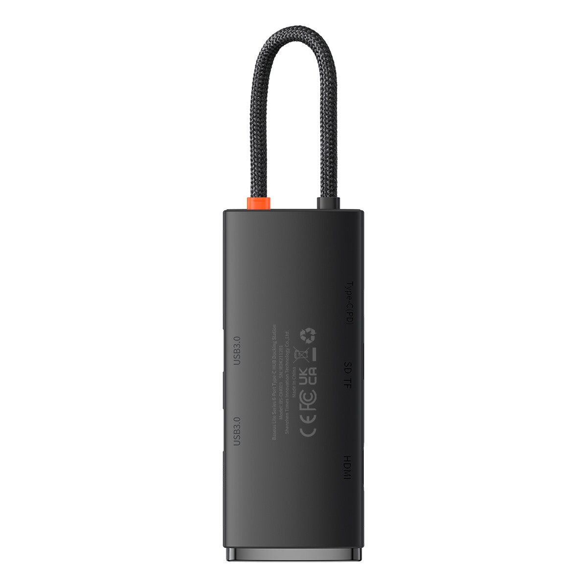 Baseus Lite USB C HUB - 2 x USB 3.0 / USB C PD / HDMI 1.4 / SD / TF, musta (WKQX050101)