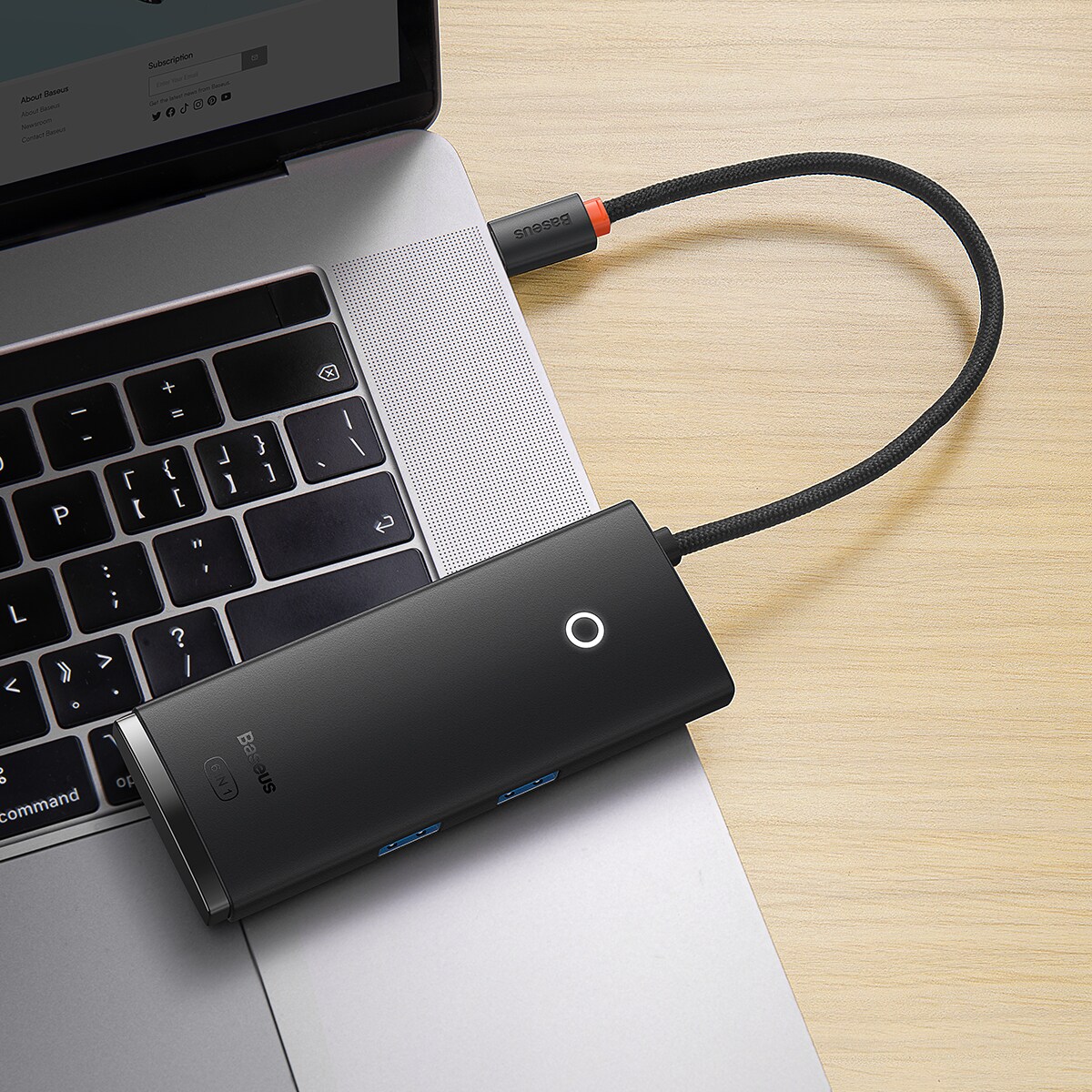 Baseus Lite USB C HUB - 2 x USB 3.0 / USB C PD / HDMI 1.4 / SD / TF, musta (WKQX050101)