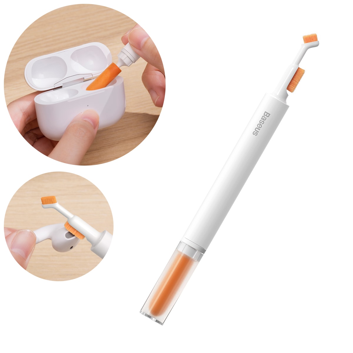 Baseus kuulokkeiden puhdistusharja valkoinen (NGBS000002)