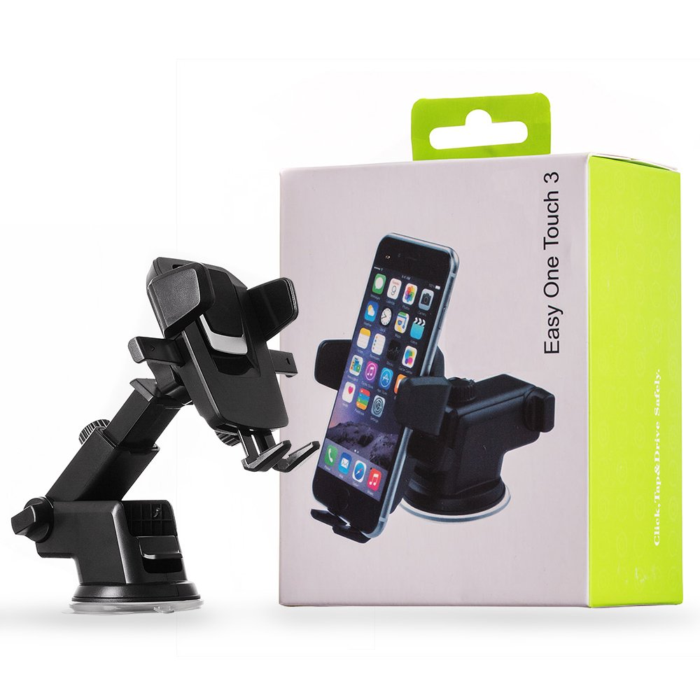 Teleskooppinen Car Mount Phone Holder kojelauta tai tuulilasi musta