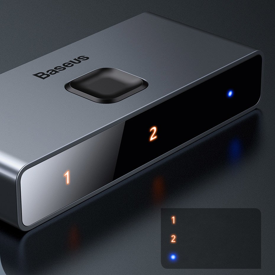 Baseus kaksisuuntainen kytkin splitter kytkin HDMI - 2x HDMI 4K / 30 Hz harmaa (CAHUB-BC0G)