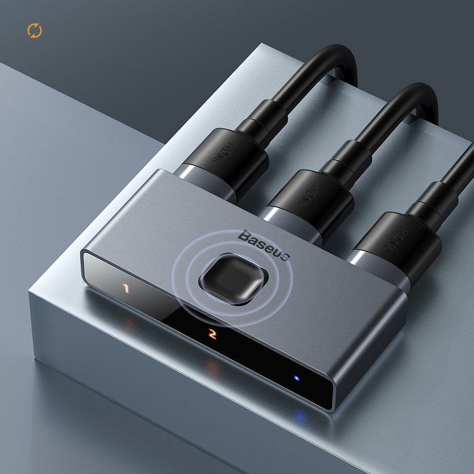 Baseus kaksisuuntainen kytkin splitter kytkin HDMI - 2x HDMI 4K / 30 Hz harmaa (CAHUB-BC0G)