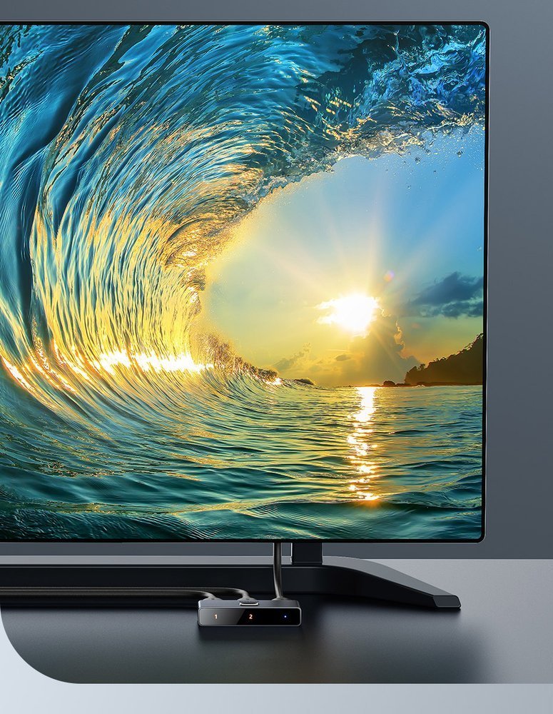 Baseus kaksisuuntainen kytkin splitter kytkin HDMI - 2x HDMI 4K / 30 Hz harmaa (CAHUB-BC0G)
