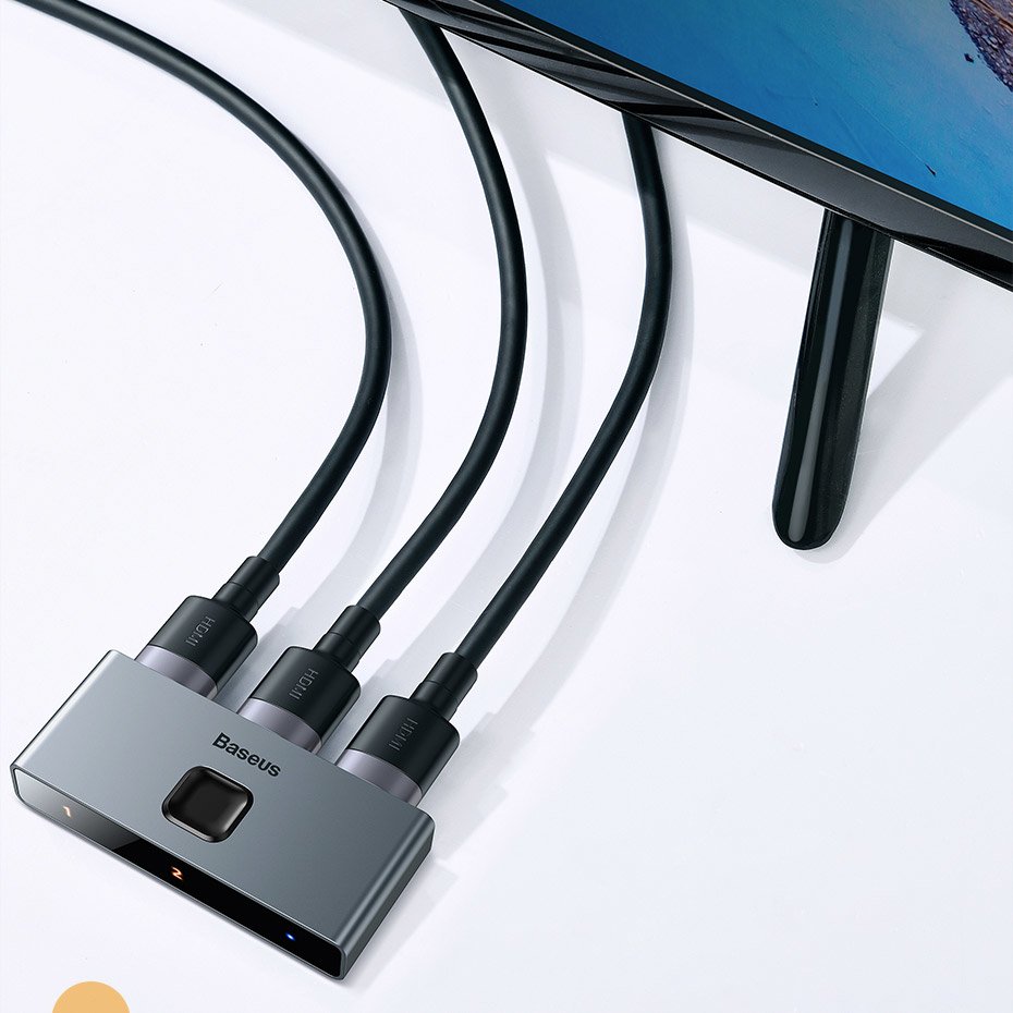 Baseus kaksisuuntainen kytkin splitter kytkin HDMI - 2x HDMI 4K / 30 Hz harmaa (CAHUB-BC0G)