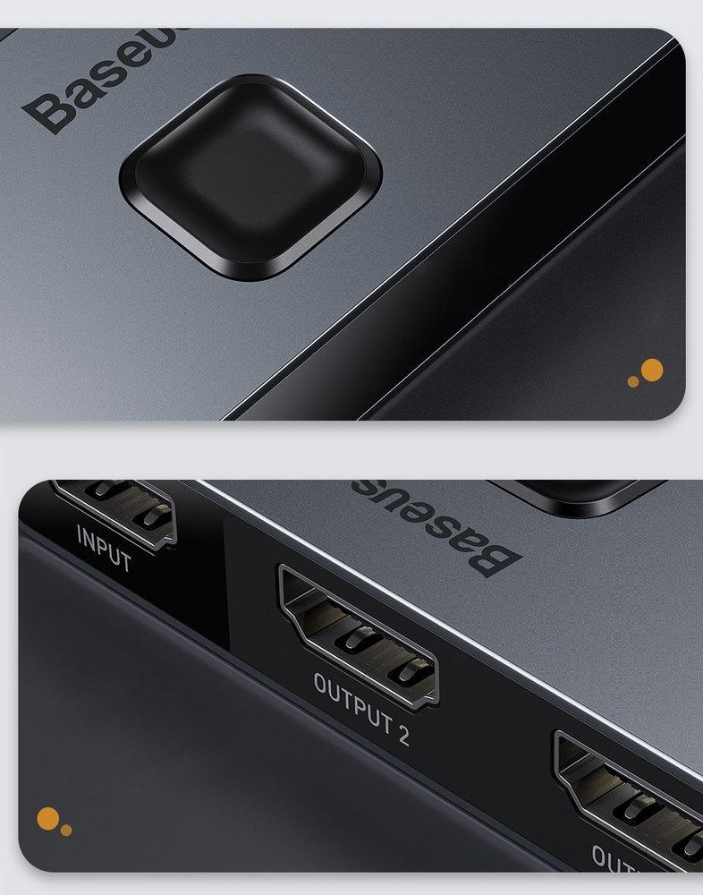 Baseus kaksisuuntainen kytkin splitter kytkin HDMI - 2x HDMI 4K / 30 Hz harmaa (CAHUB-BC0G)