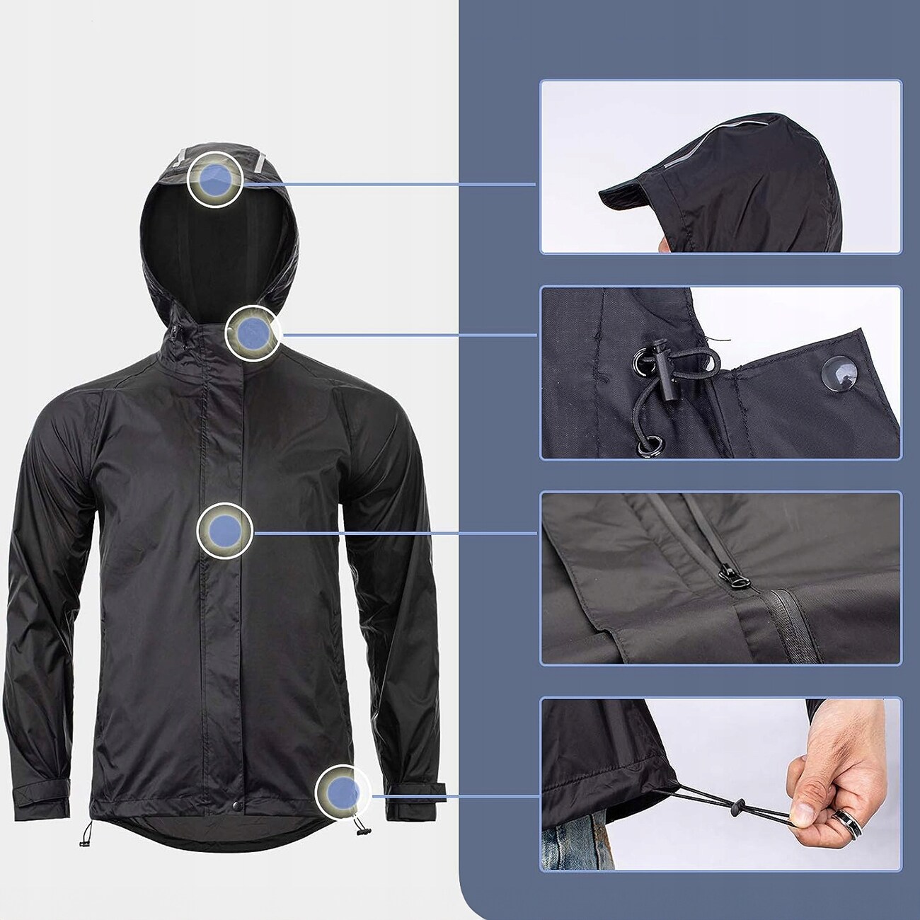 Rockbros YPY013BK4XL Sadetakki hengittävä tuulenpitävä XXXXL - Musta