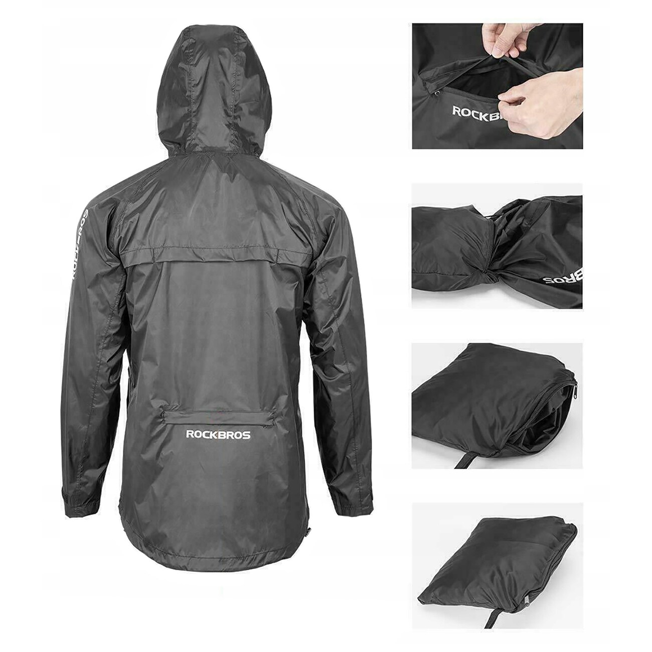 Rockbros YPY013BK2XL Sadetakki Hengittävä tuulenpitävä XXL - Musta
