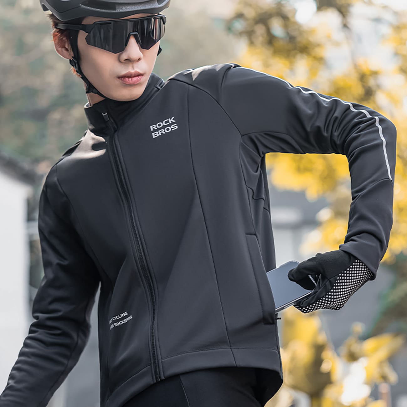 Rockbros 15400002004 Pitkähihainen syksy/talvi Pyöräily Jersey XL - Musta