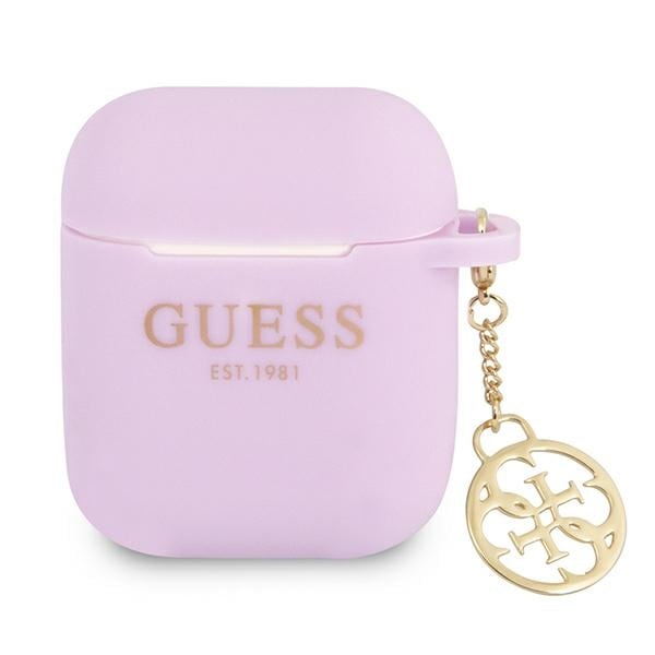 Guess GUA2LSC4EU AirPods 1/2 suojus violetti/violetti Silikoni Charm 4G-mallisto