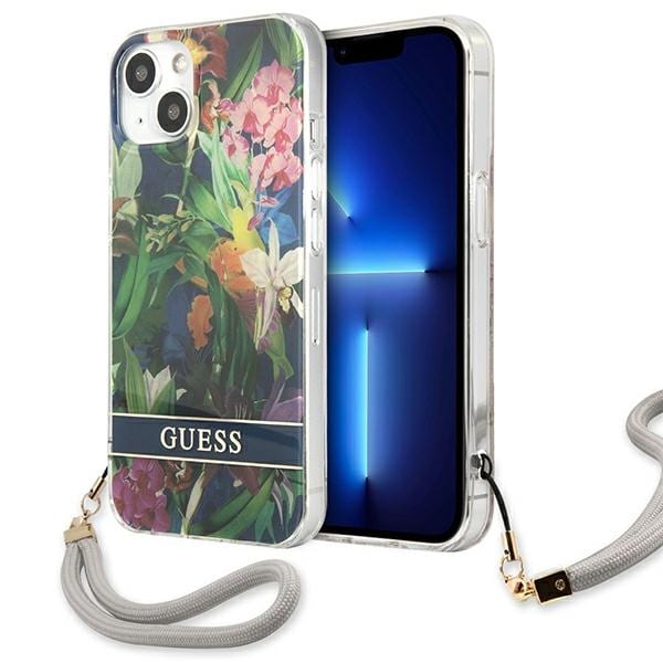 Guess GUHCP13SHFLSB iPhone 13 mini 5.4" sininen/sininen kovakotelo Kukkahihna