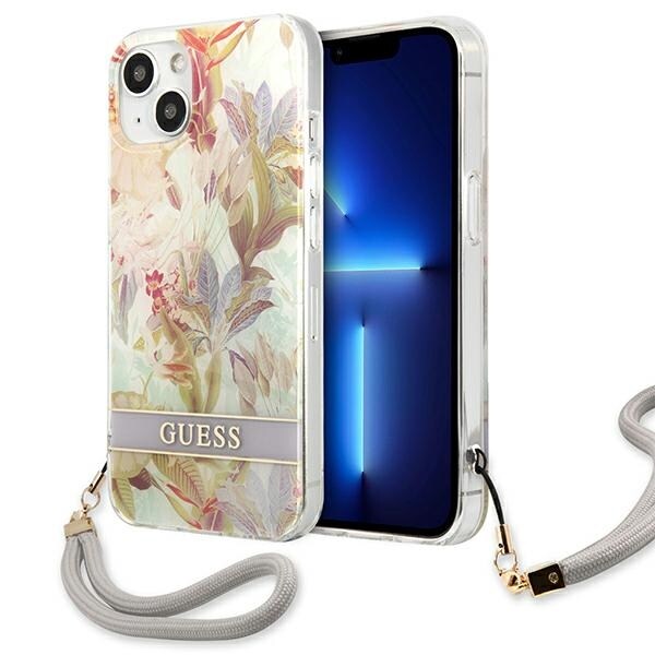 Guess GUHCP13SHFLSU iPhone 13 mini 5.4" violetti/lila kovakotelo Kukkahihna
