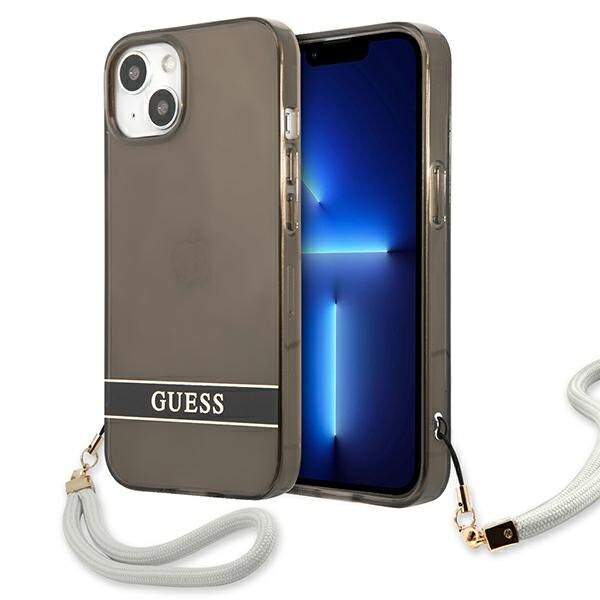 Guess GUHCP13SHTSGSK iPhone 13 mini 5.4" musta/musta kovakotelo Läpikuultava Stap-kuori
