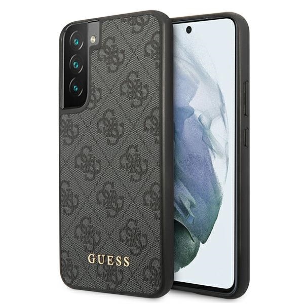 Guess GUHCS22SG4GFGR S22 S901 harmaa/harmaa kova kotelo 4G metalli kultainen logo