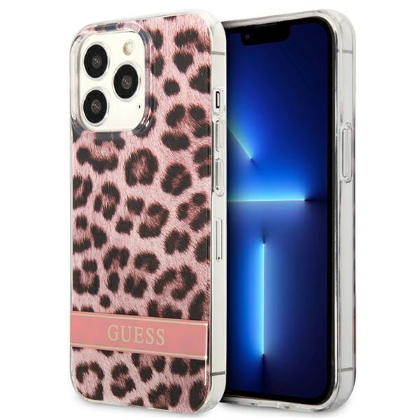Guess GUHCP13LHSLEOP iPhone 13 Pro / 13 6,1" vaaleanpunainen/vaaleanpunainen kovakotelo Leopard
