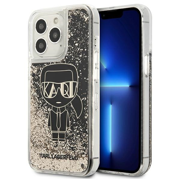 Karl Lagerfeld Liquid Glitter Gatsby kotelo iPhone 13 Pro / iPhone 13 - musta