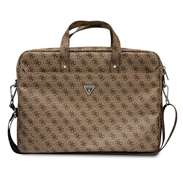 Guess Saffiano 4G Triangle Logo laukku 16'' kannettavalle tietokoneelle - ruskea
