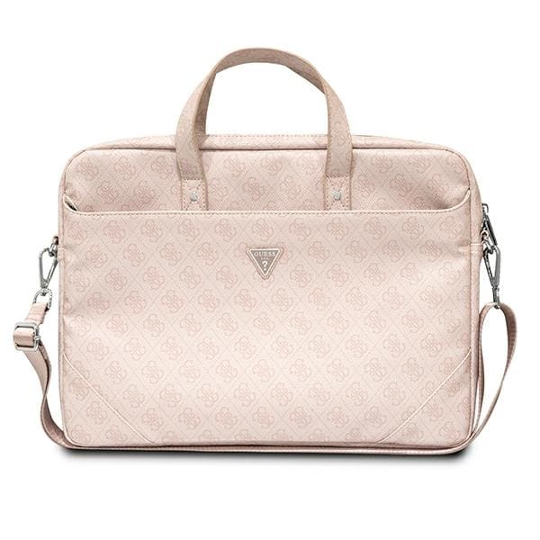 Guess Saffiano 4G Triangle Logo laukku 16'' kannettavalle tietokoneelle - vaaleanpunainen