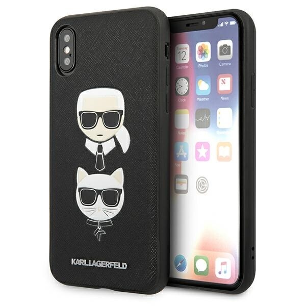 Karl Lagerfeld Saffiano Karl&Choupette Head tapauksessa iPhone XS Max - musta