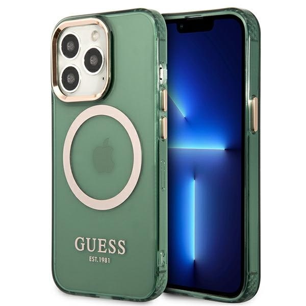 Guess GUHMP13LHTCMA iPhone 13 Pro/13 6,1" vihreä khaki kova MagSafe-läpikuultava kansi