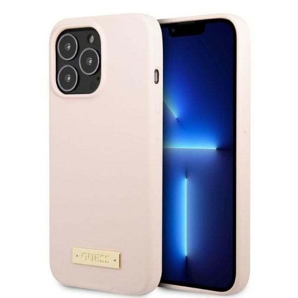 Guess GUHMP13LSPLP iPhone 13 Pro 6,1" vaaleanpunainen kova kotelo MagSafe-logolevyllä