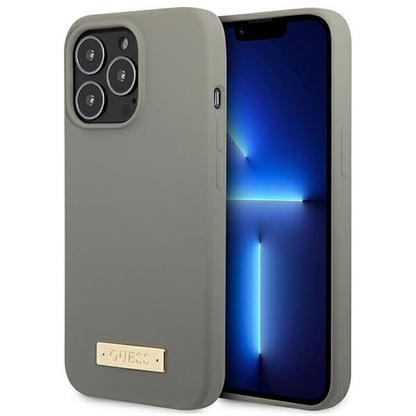Guess GUHMP13LSPLG iPhone 13 Pro / 13 6.1" harmaa kova kotelo MagSafe logolevyyn
