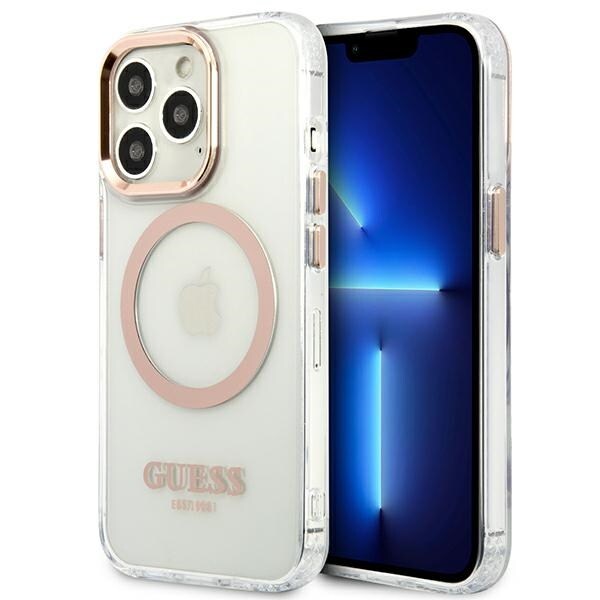 Guess GUHMP13XHTRMD iPhone 13 Pro Max 6.7" Kultainen Kova Kotelo Metal Outline Magsafe