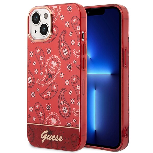 Guess GUHCP14MHGBNHR iPhone 14 Plus 6.7" punainen/punainen kovakantinen kotelo Bandana paisley
