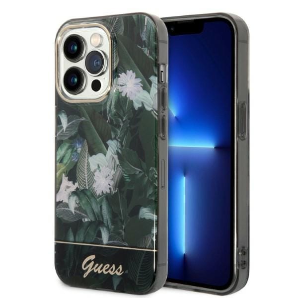 Guess GUHCP14LHGJGHA iPhone 14 Pro 6.1" vihreä/vihreä kotelo Jungle Collection -mallisto