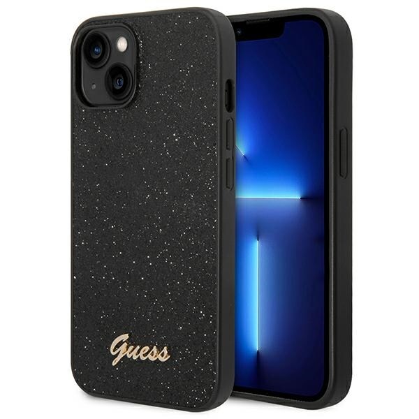 Guess Glitter Script Kotelo iPhone 14 Plus - Musta