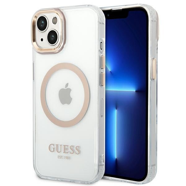 Guess GUHMP14MHTRMD iPhone 14 Plus 6.7 "kulta / kultainen kova kotelo Metalli Outline Magsafe