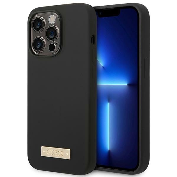 Guess GUHMP14XSBPLK iPhone 14 Pro Max 6.7" musta/musta kova kotelo Silikoninen logolevy MagSafe