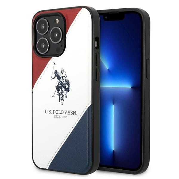 US Polo USHCP14XPSO3 iPhone 14 Pro Max 6.7" valkoinen/valkoinen Tricolor kohokuvioitu